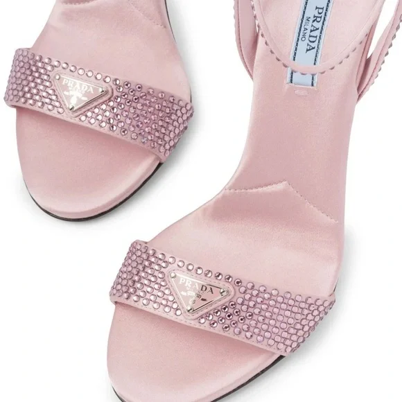 NIB Prada Crystal Embellished Satin Sandals - Picture 2 of 8